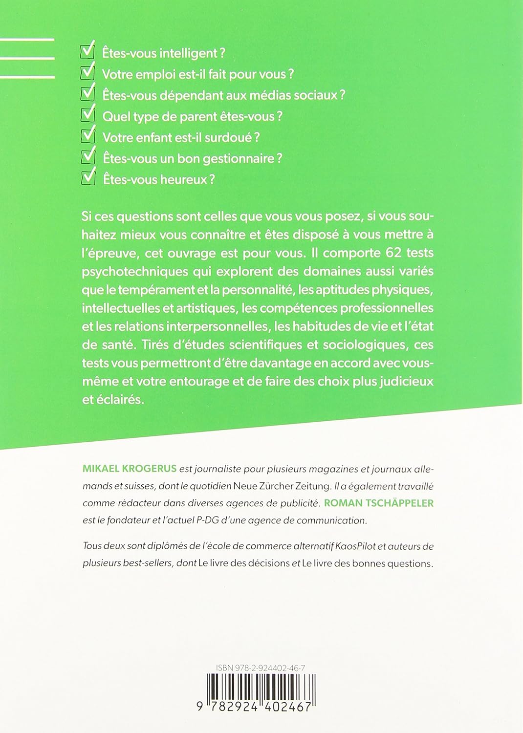 Livre Testez-vous : 62 tests psychotechniques pour identifier vos talents - Mikael Krogerus (Livr...