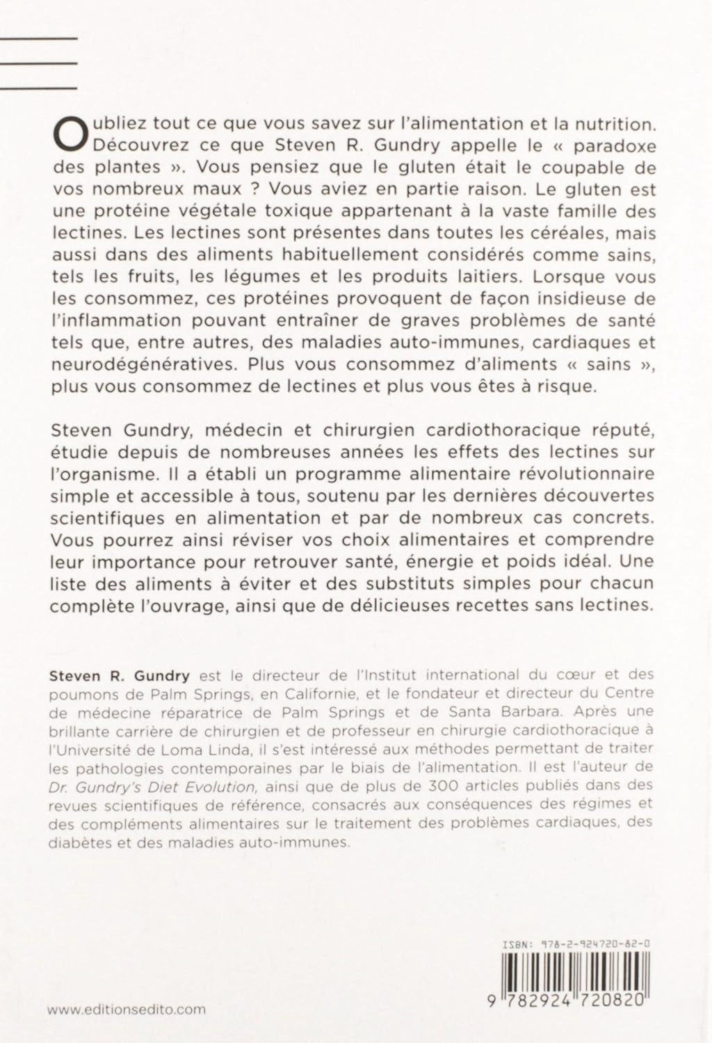 Livre Les dangers cachés de l'alimentation «saine» : découvrez le paradoxe des plantes - Dr. Stev...