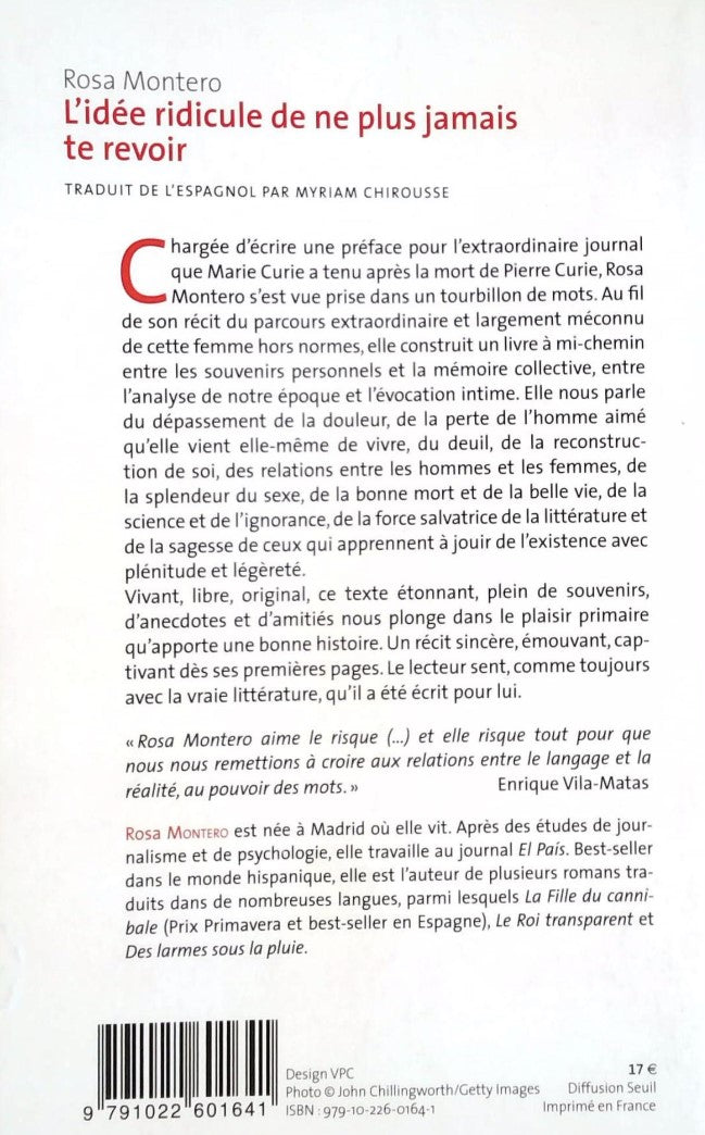 Livre L'idée ridicule de ne plus jamais te revoir - Rosa Montero (Livre d'occasion)