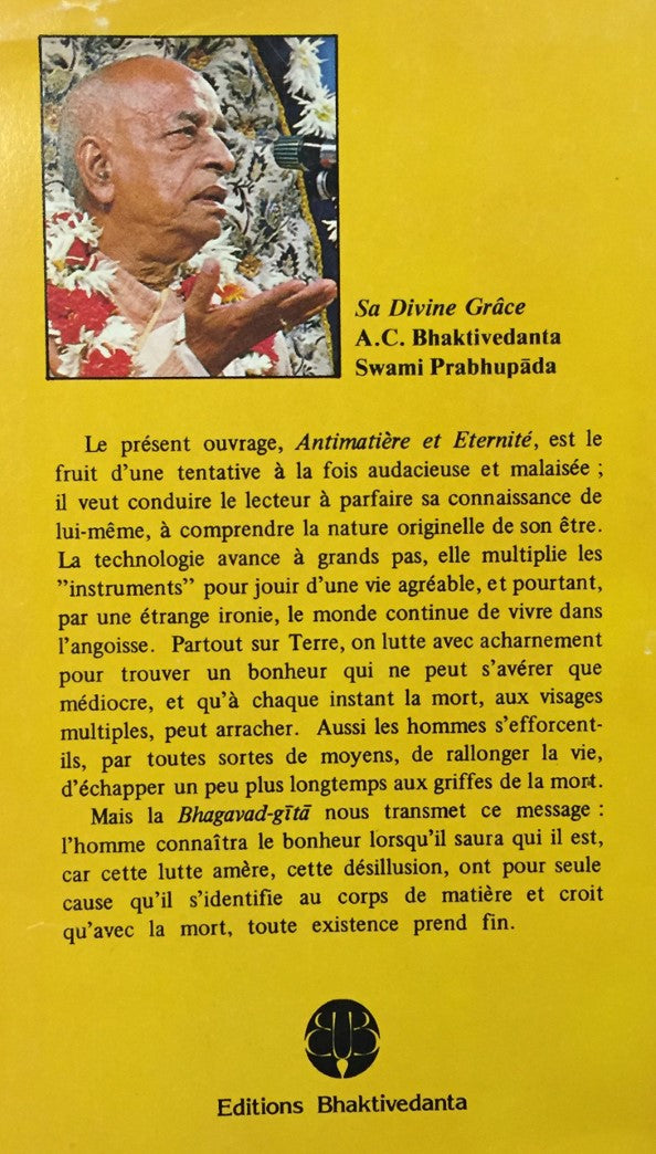 Livre Antimatière et éternité (A.C. Bhaktivedanta Swami Prabhupada) (Livre d'occasion)