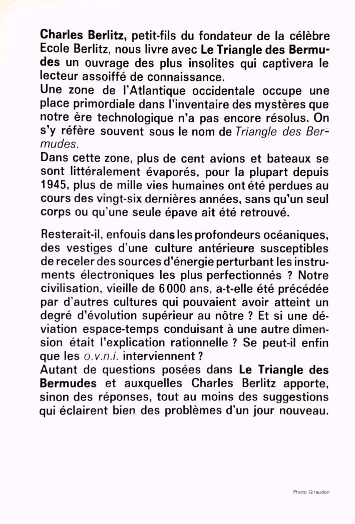 Livre Le Triangle des Bermudes - Charles Berlitz (Livre d'occasion)