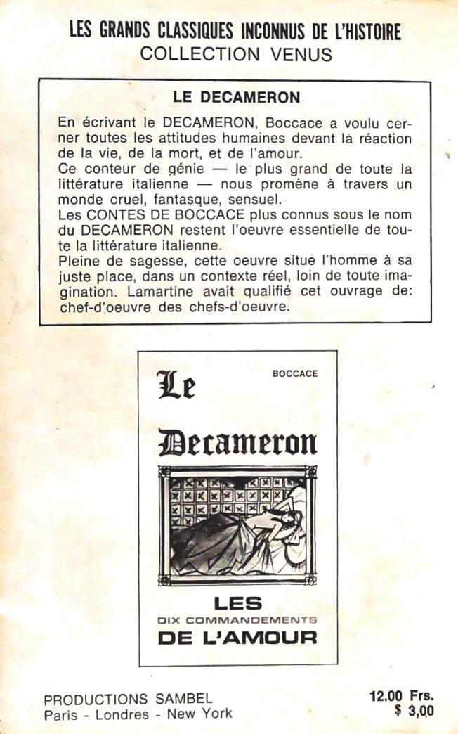 Le Décaméron : Les dix commandements de l'amour (Boccace)