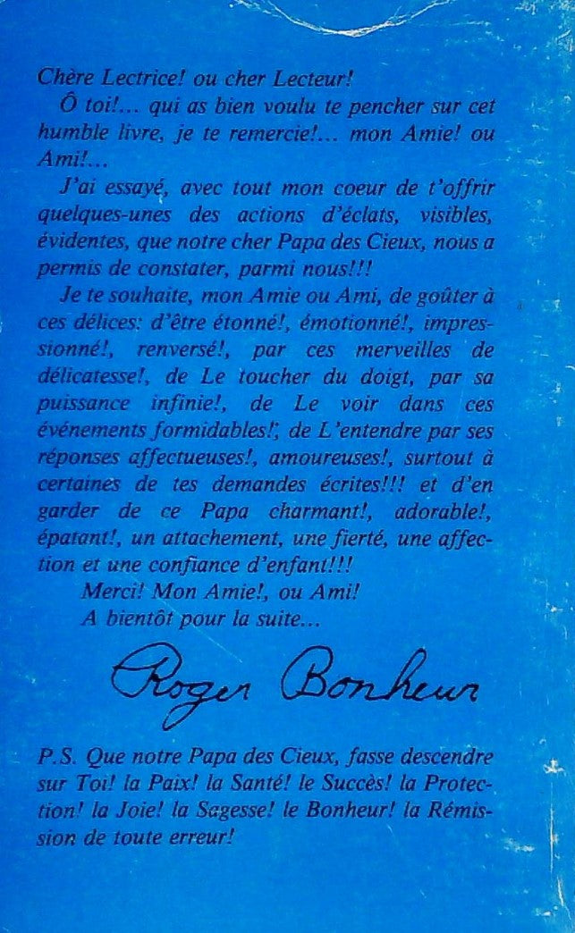 Livre Casier postal à notre cher papa des cieux (2e édition) - Bleu - Roger Bonheur (Livre d'occa...
