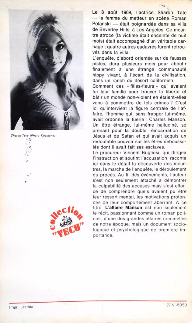 Livre L'affaire Manson - Vincent Bugliosi (Livre d'occasion)