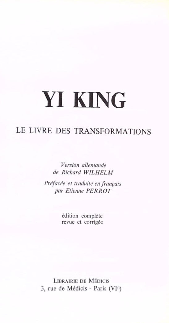 Livre Yi King : Le livre des transformations - Richard Wilhelm (Livre d'occasion)