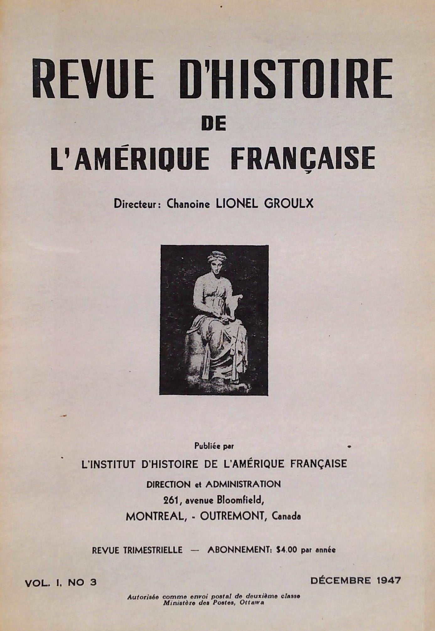 Livre Revue québécoise de l'Amérique française Vol.1 No. 3 (Institut d'histoire de l'Amérique...