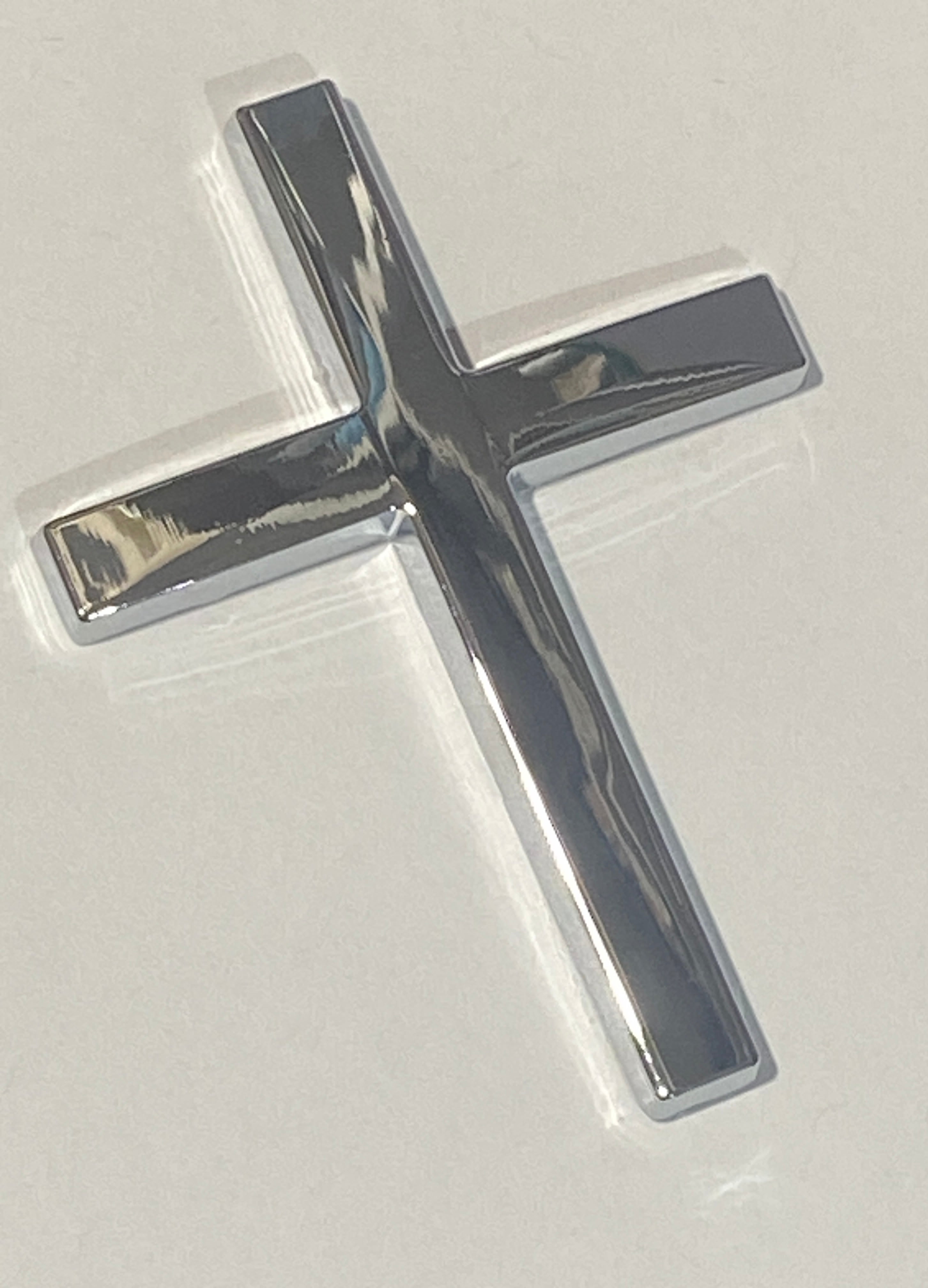 Croix autocollante pour autos/motos/autres - Couleur chrome