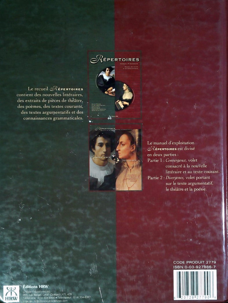 Répertoires français 4e secondaire : Recueil de textes et de connaissances (Sylvio Richard)