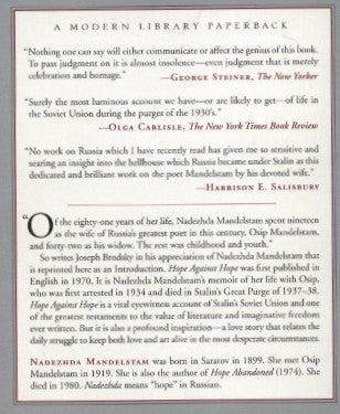 Hope Against Hope: A Memoir (Nadezhda Mandelstam)