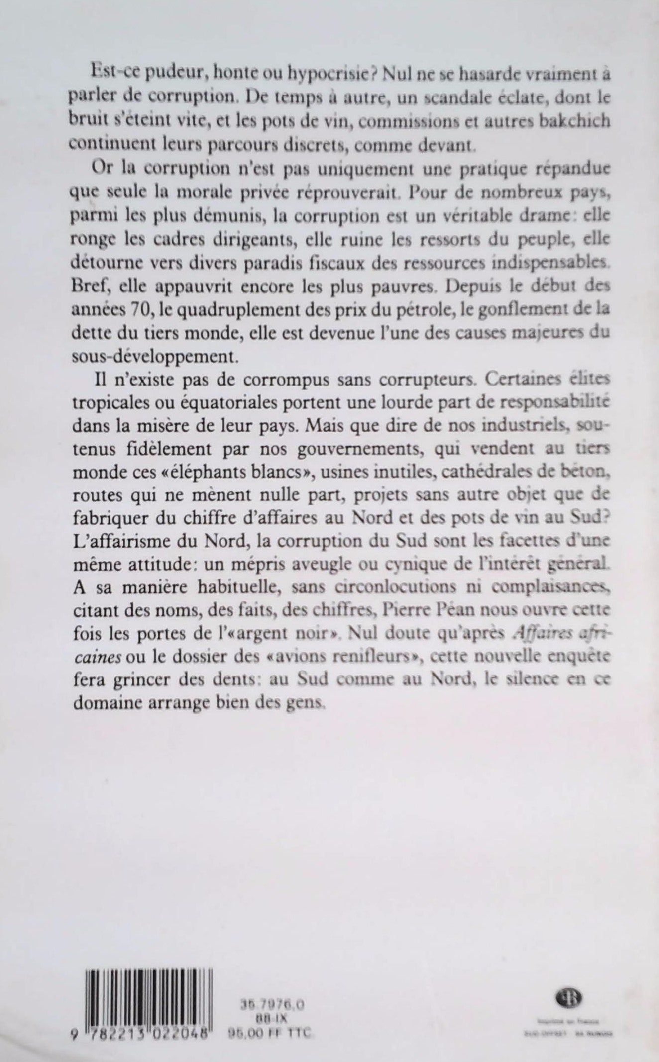 L'argent noir : corruption et sous-développement (Pierre Péan)