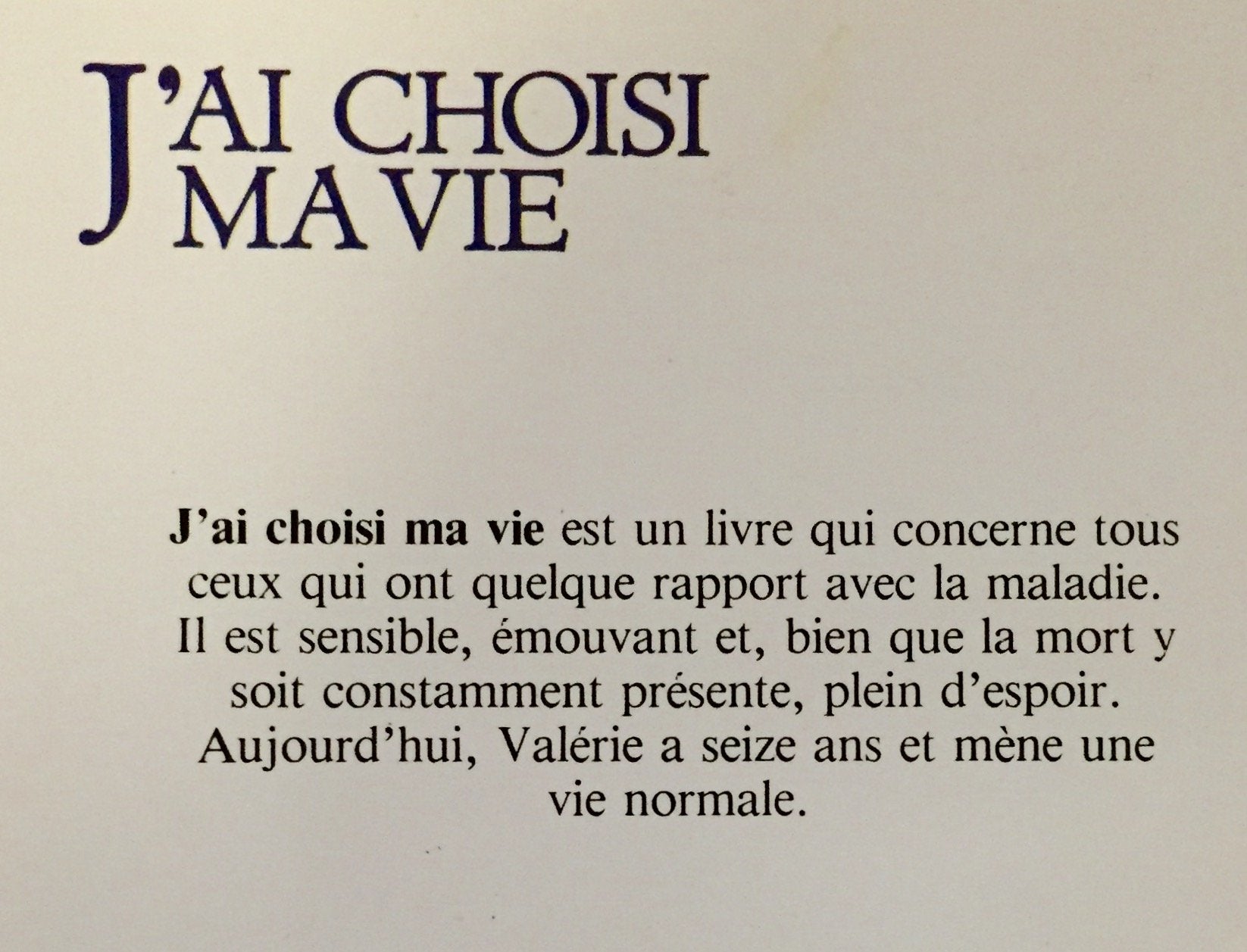 J'ai choisi ma vie (Valérie Boussert)