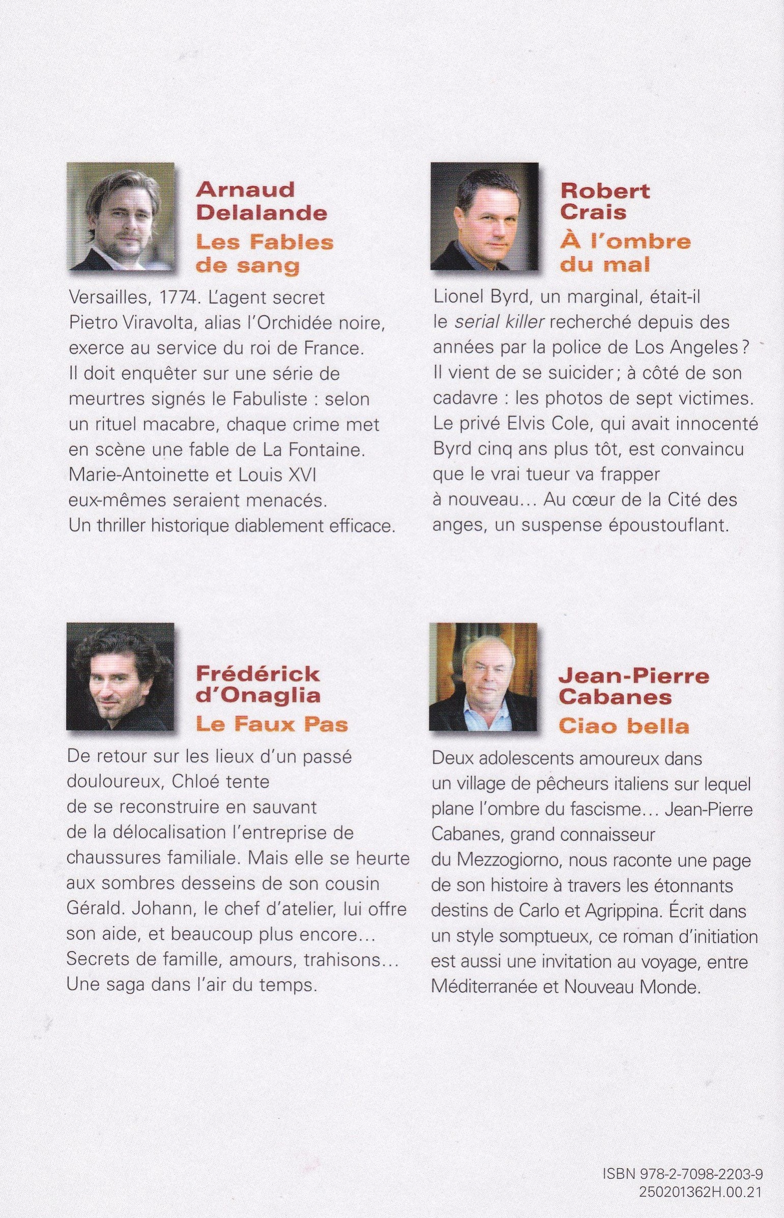 4 livres de Sélection du livre : Les fables de sang - À l'ombre du mal - Ciao bella - Le faux pas (Arnaud Delalande)