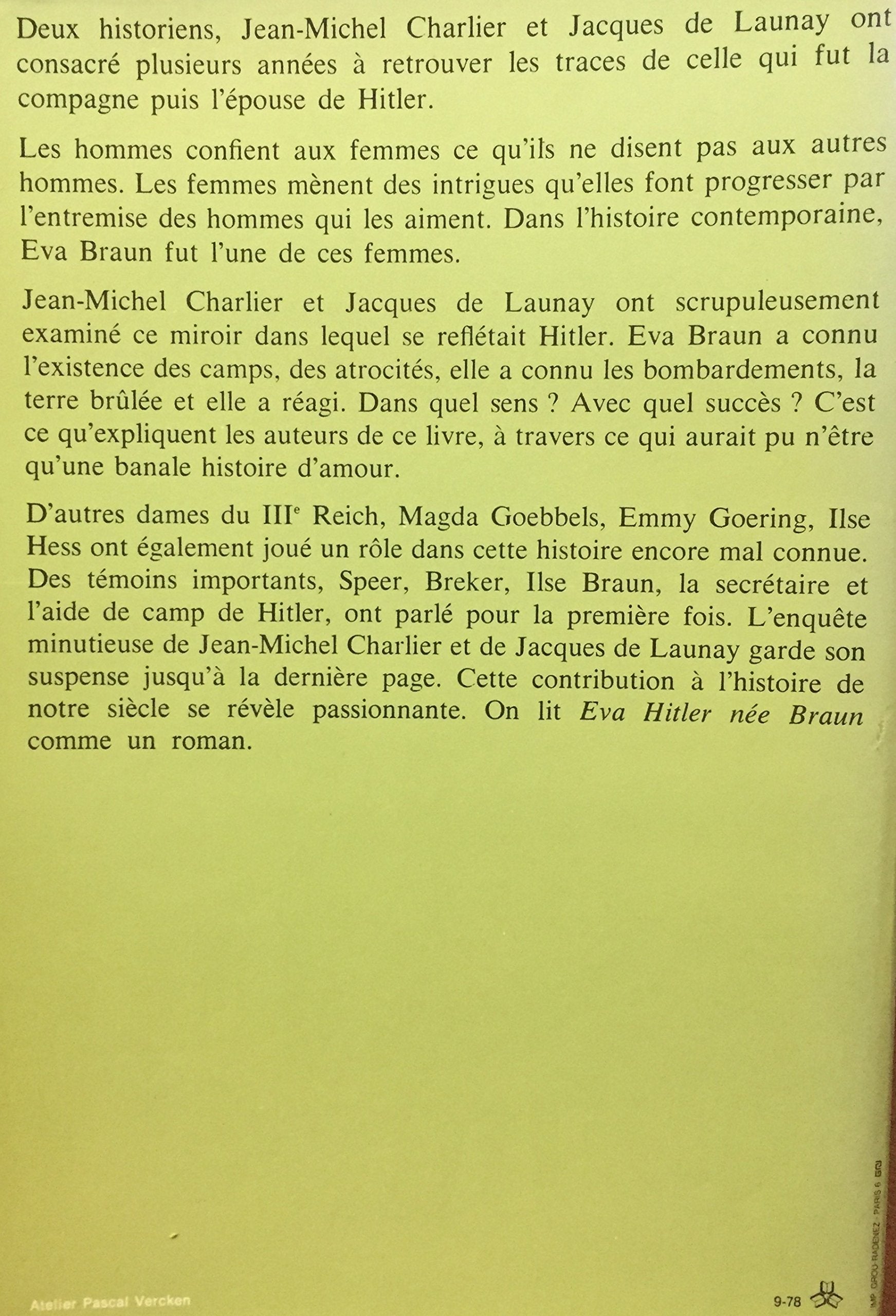 Eva Hitler, née Braun (Jean-Michel Chartier)