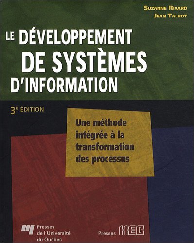 Livre ISBN 2760511375 Développement de systèmes d'information (Suzanne Rivard)