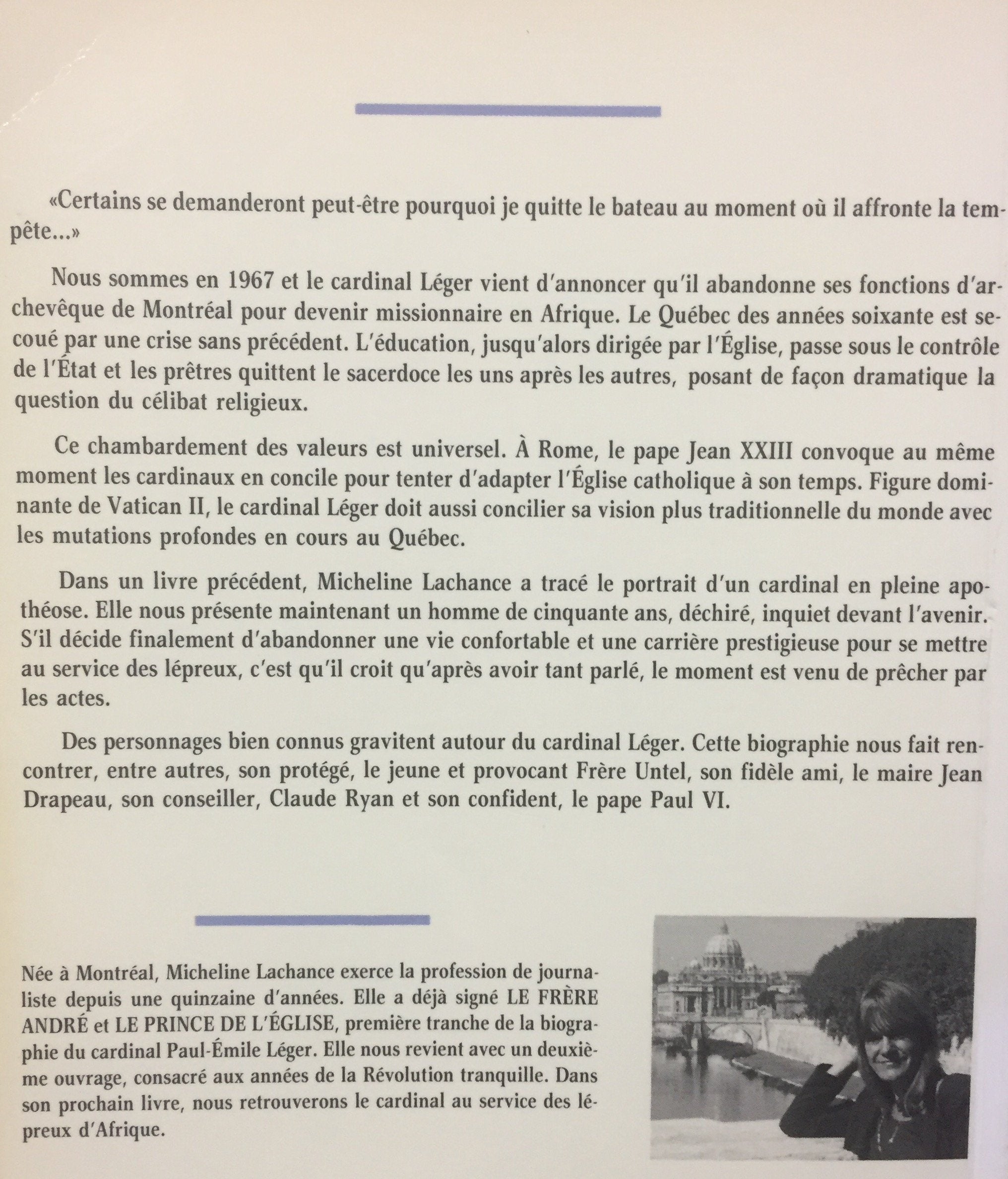 Dans la tempête : Le Cardinal Léger et la sévolution tranquille (Micheline Lachance)