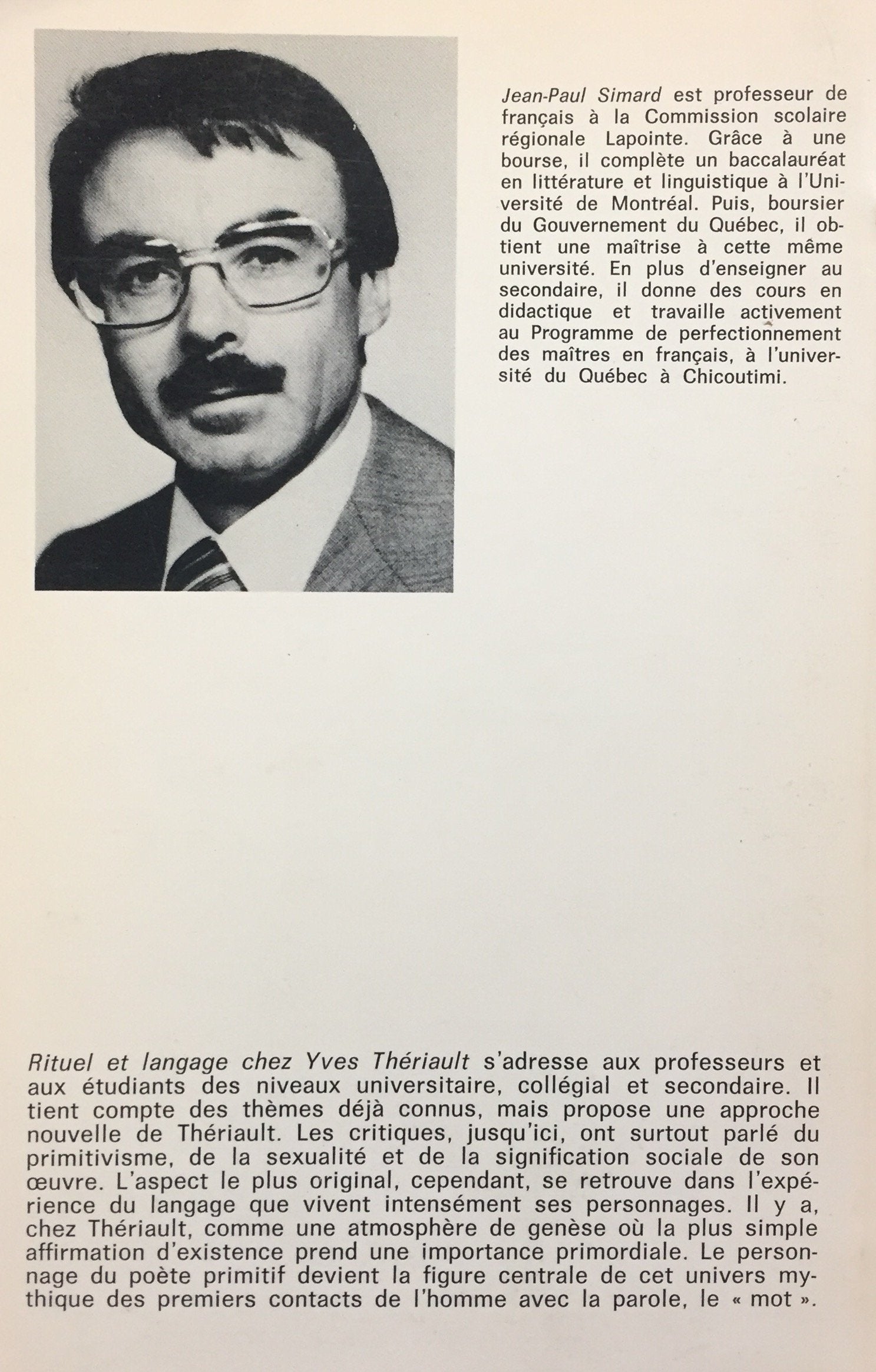 Rituel et langage chez Yves Thériault (Jean-Paul Simard)