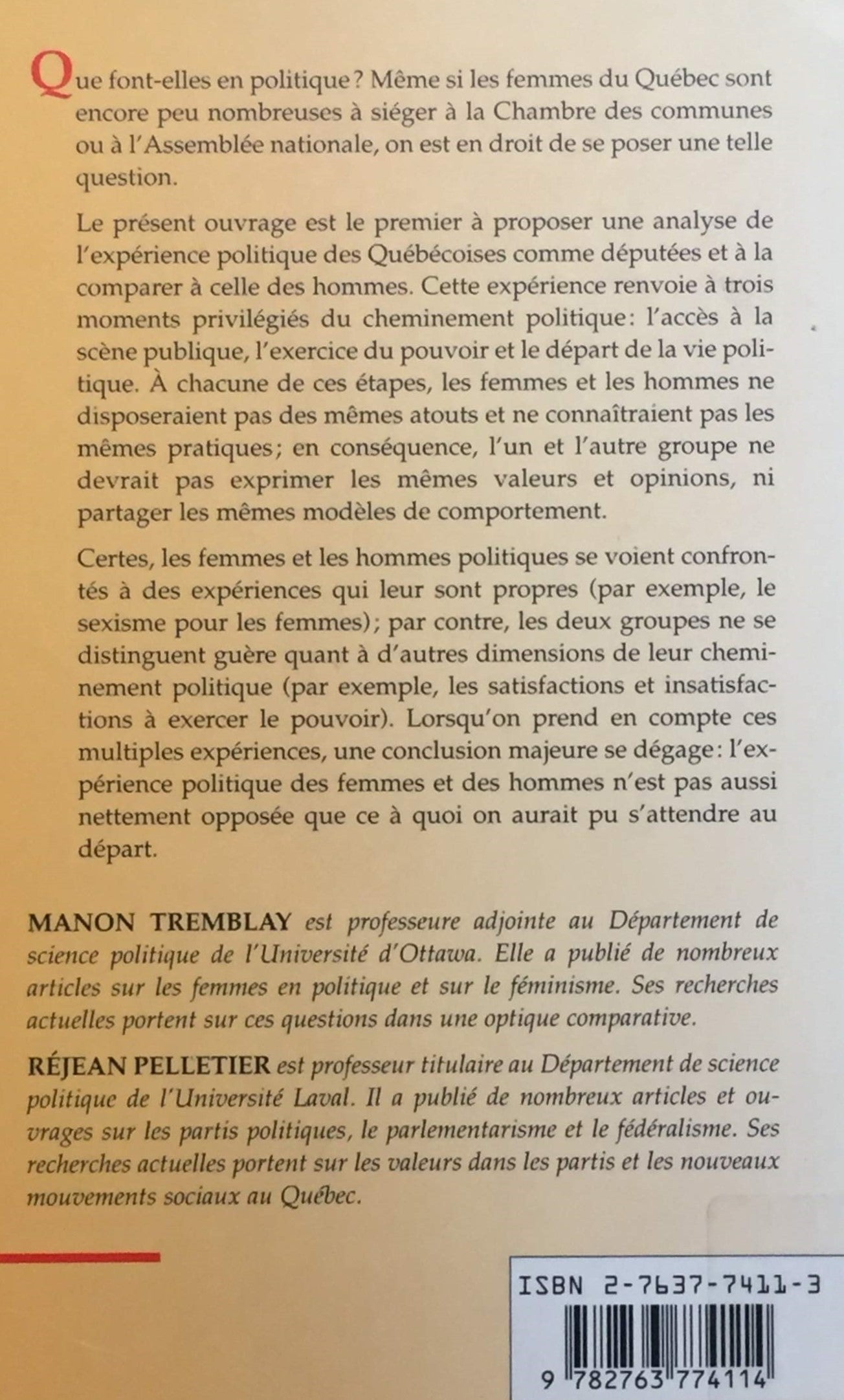 Que font-elles en politique ? (Manon Tremblay)