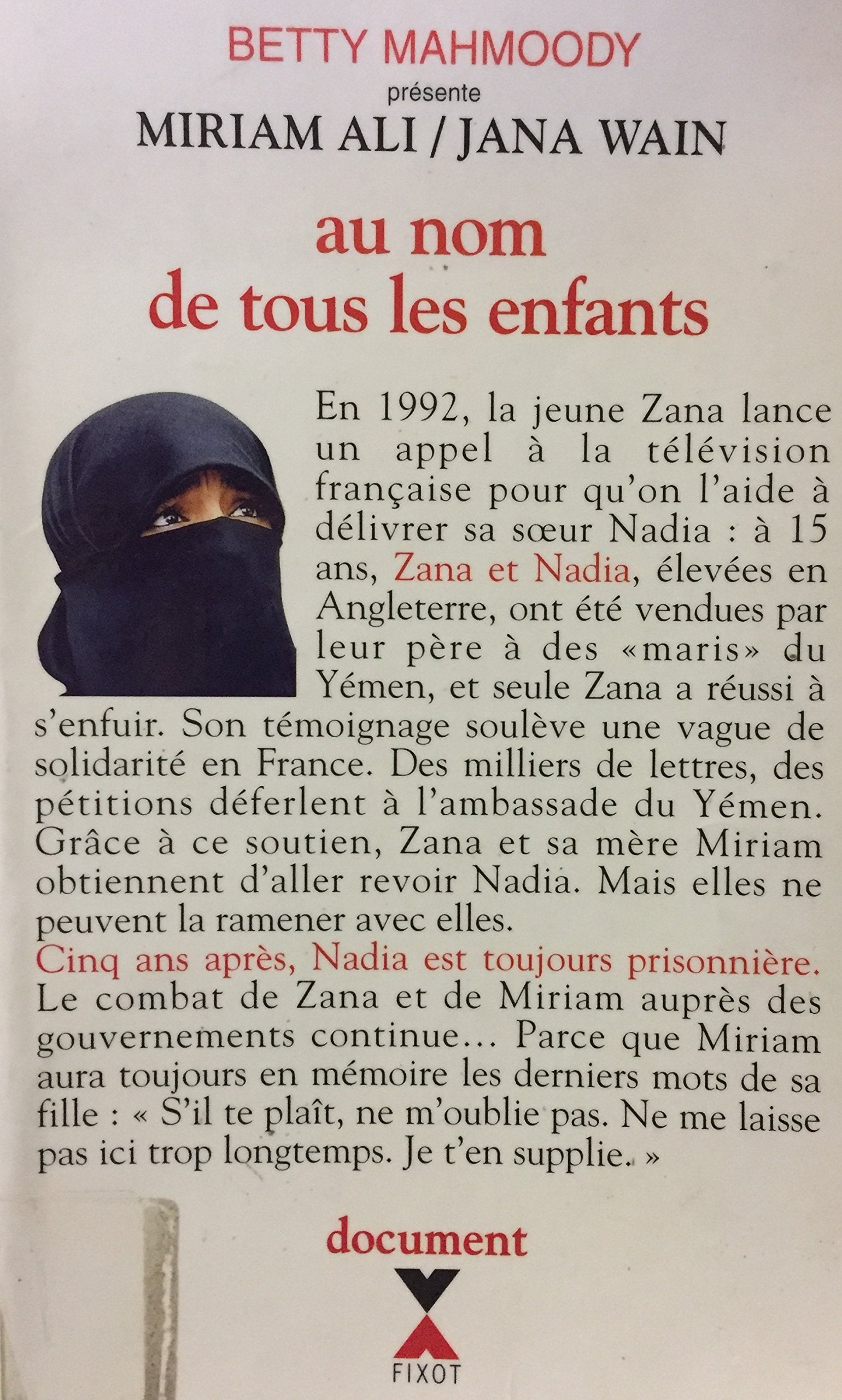 Livre ISBN 2876452731 Au nom de tous les enfants (Ali Miriam)