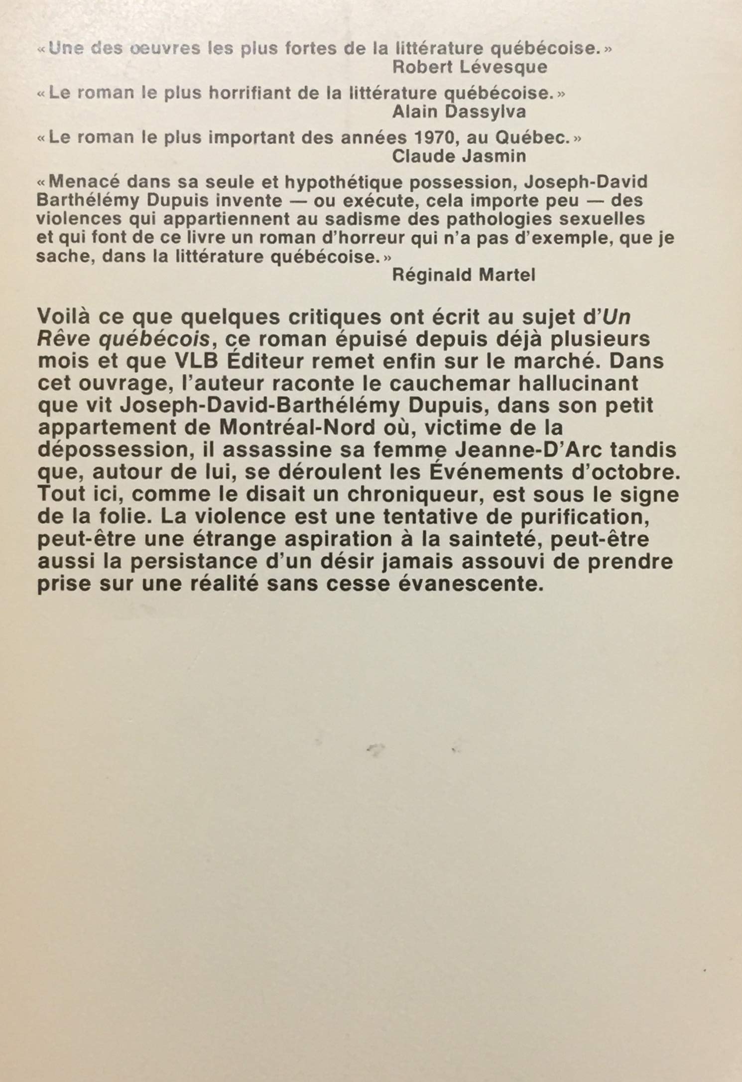 Un rêve québécois (Victor-Lévy Beaulieu)