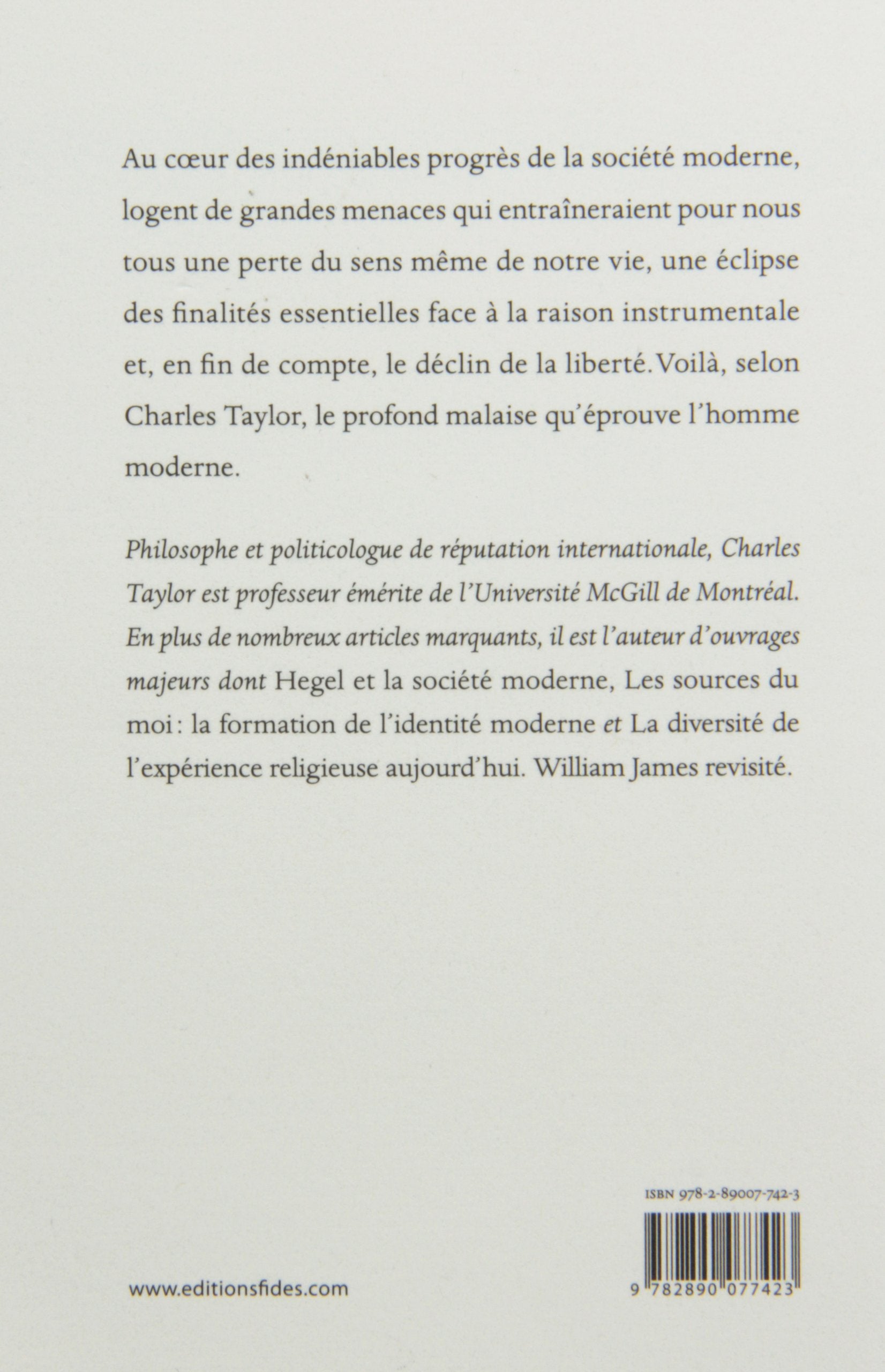Grandeur et misère de la modernité (Charles Taylor)