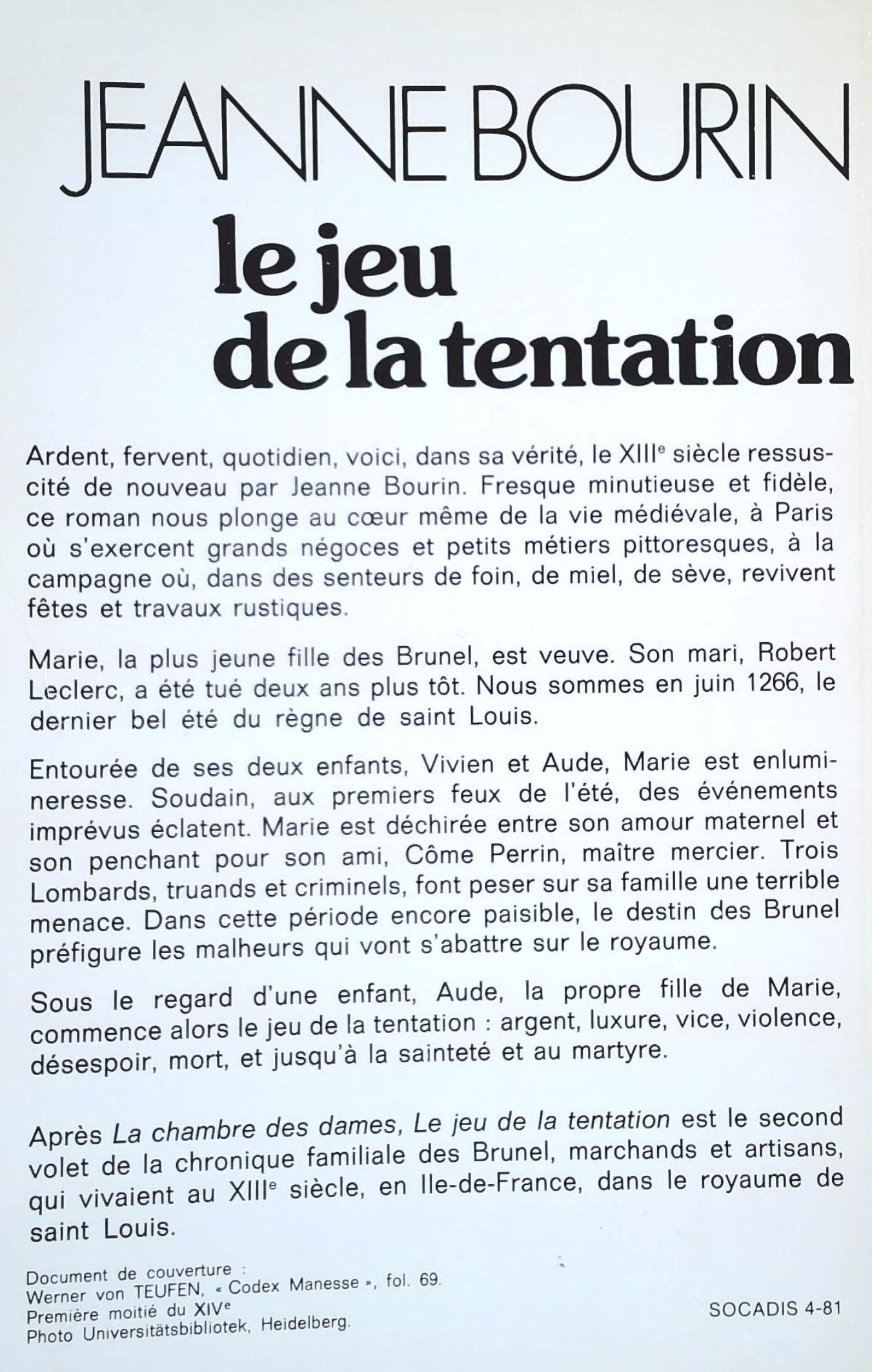 Le jeu de la tentation (Jeanne Bourin)