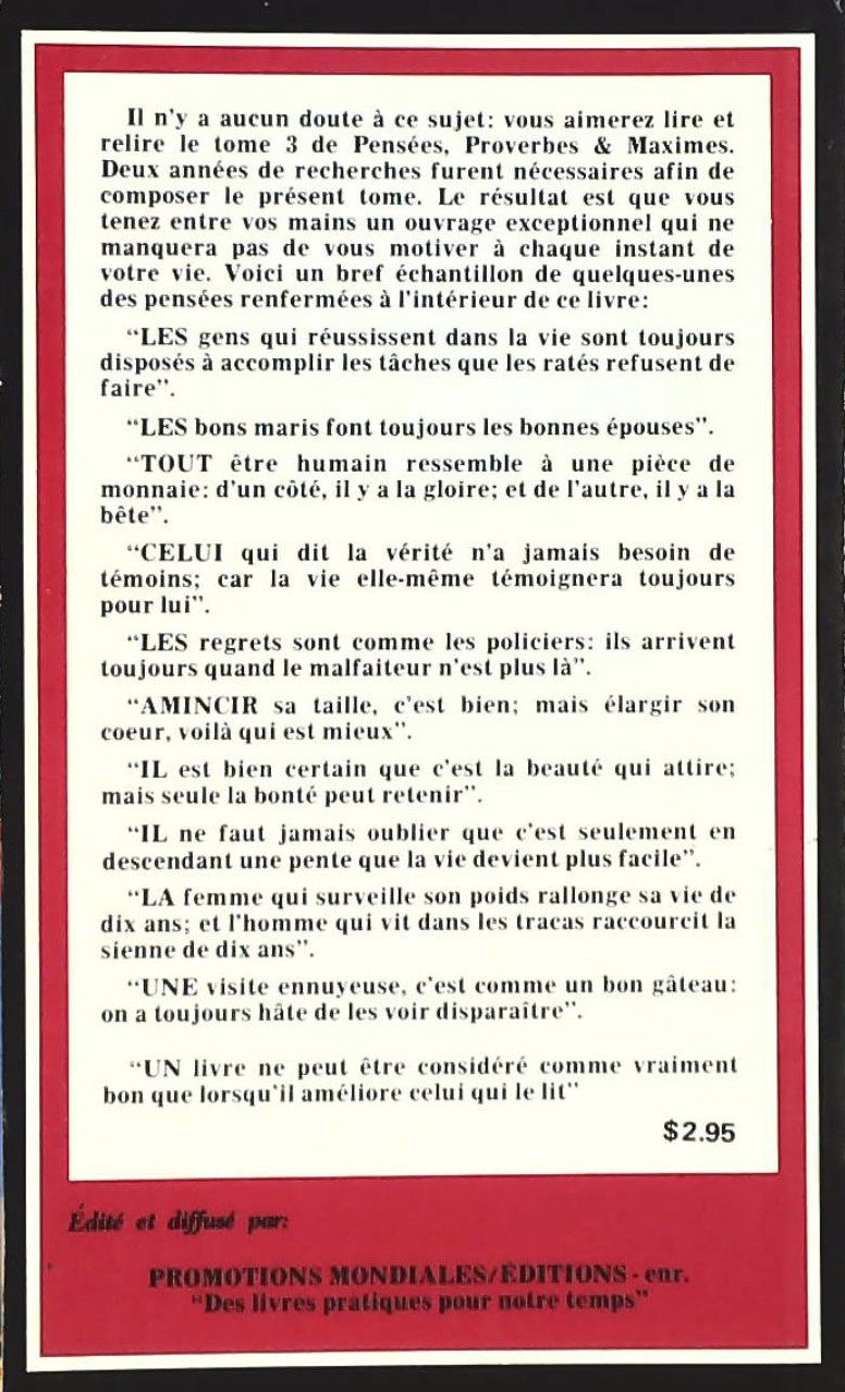 Pensées # 3 : Proverbes & maximes (Louis-N. Fortin)