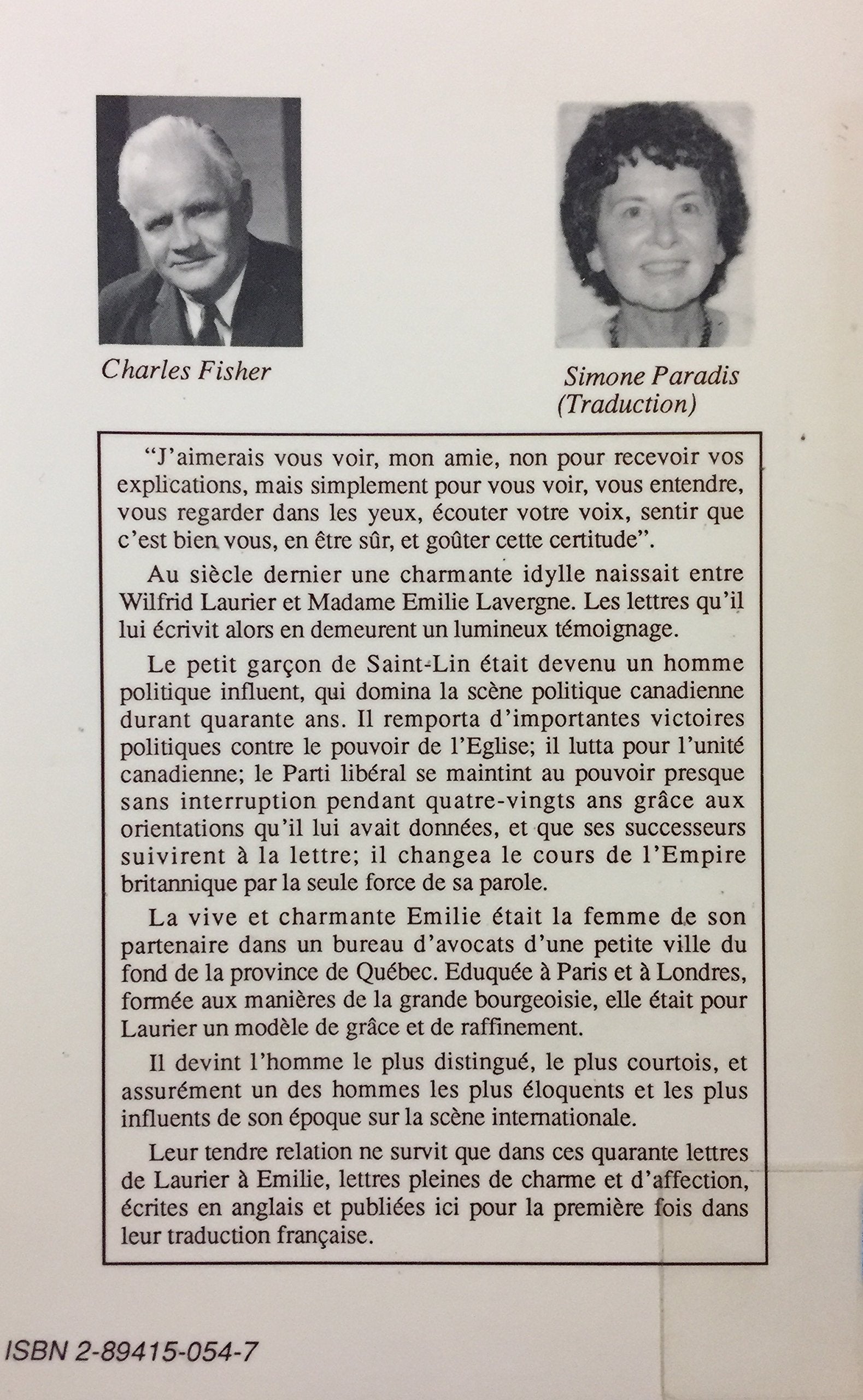 Chère Émilie : une correspondance de Sir Wilfrid Laurier (Charles Fisher)