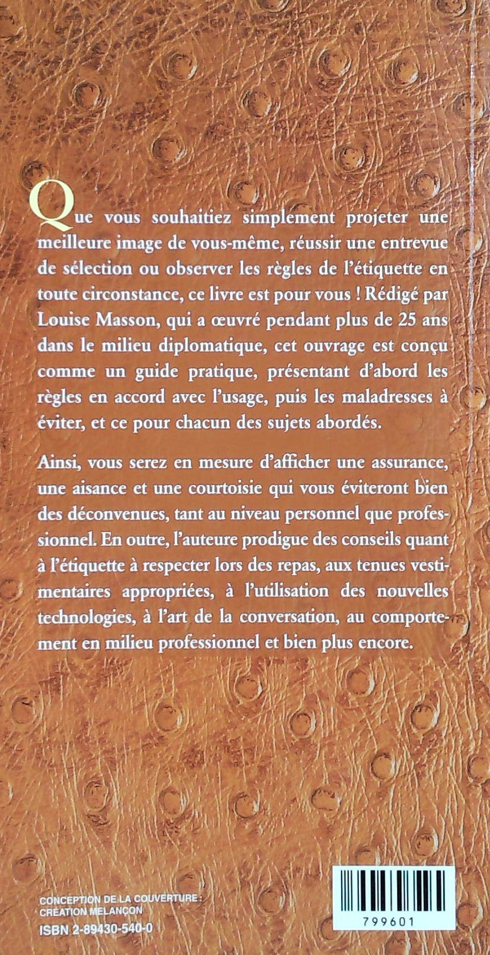 Une étiquette à tout prix : Guide pour évoluer dans le monde des affaires et dans la vie de tous les jours (Louise Masson)
