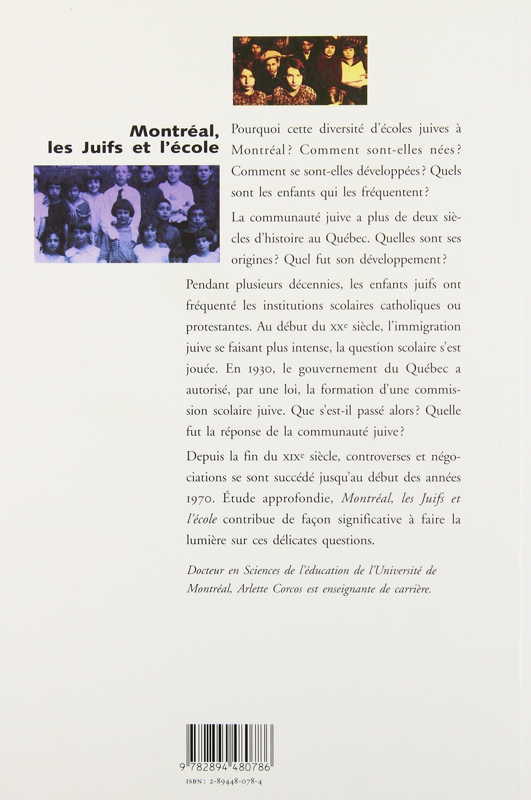 Montréal, les juifs et l'école (Arlette Corcos)