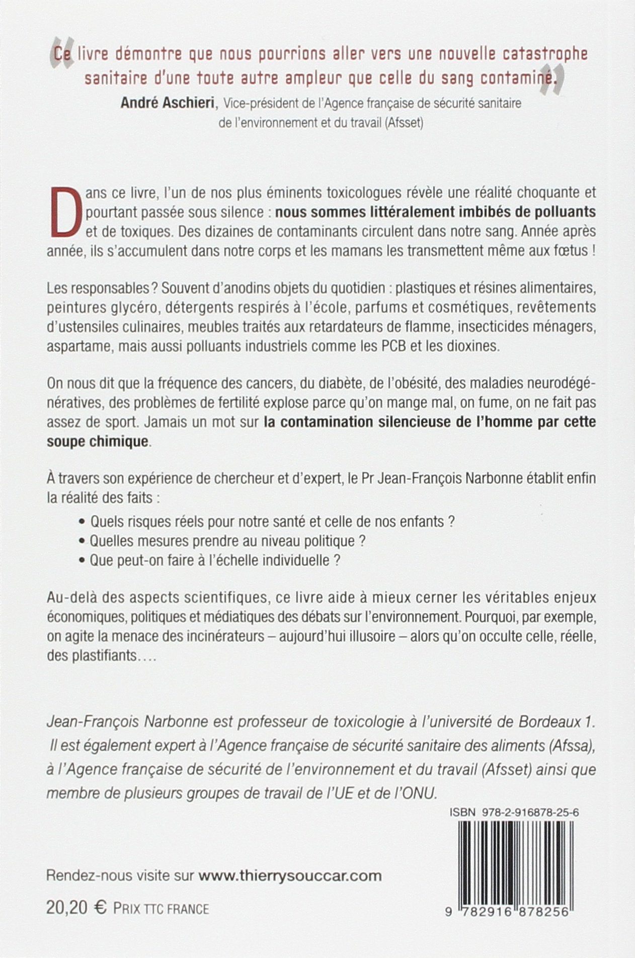 Sang pour sang toxique : PCB, téflon, dioxines, mercure, pesticides, plastiques… Une soupe chimique dans notre sang (Jean-François Narbonne)