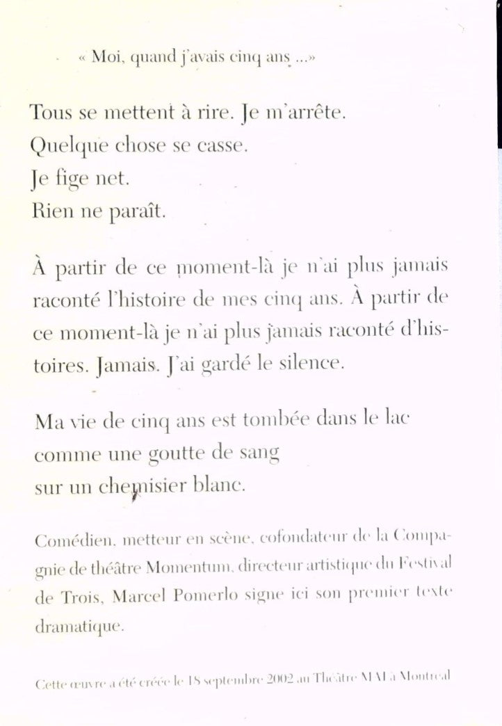 L'Inoublié ou Marcel Pomme-dans-l'eau : un récit-fleuve (Marcel Pomerlo)