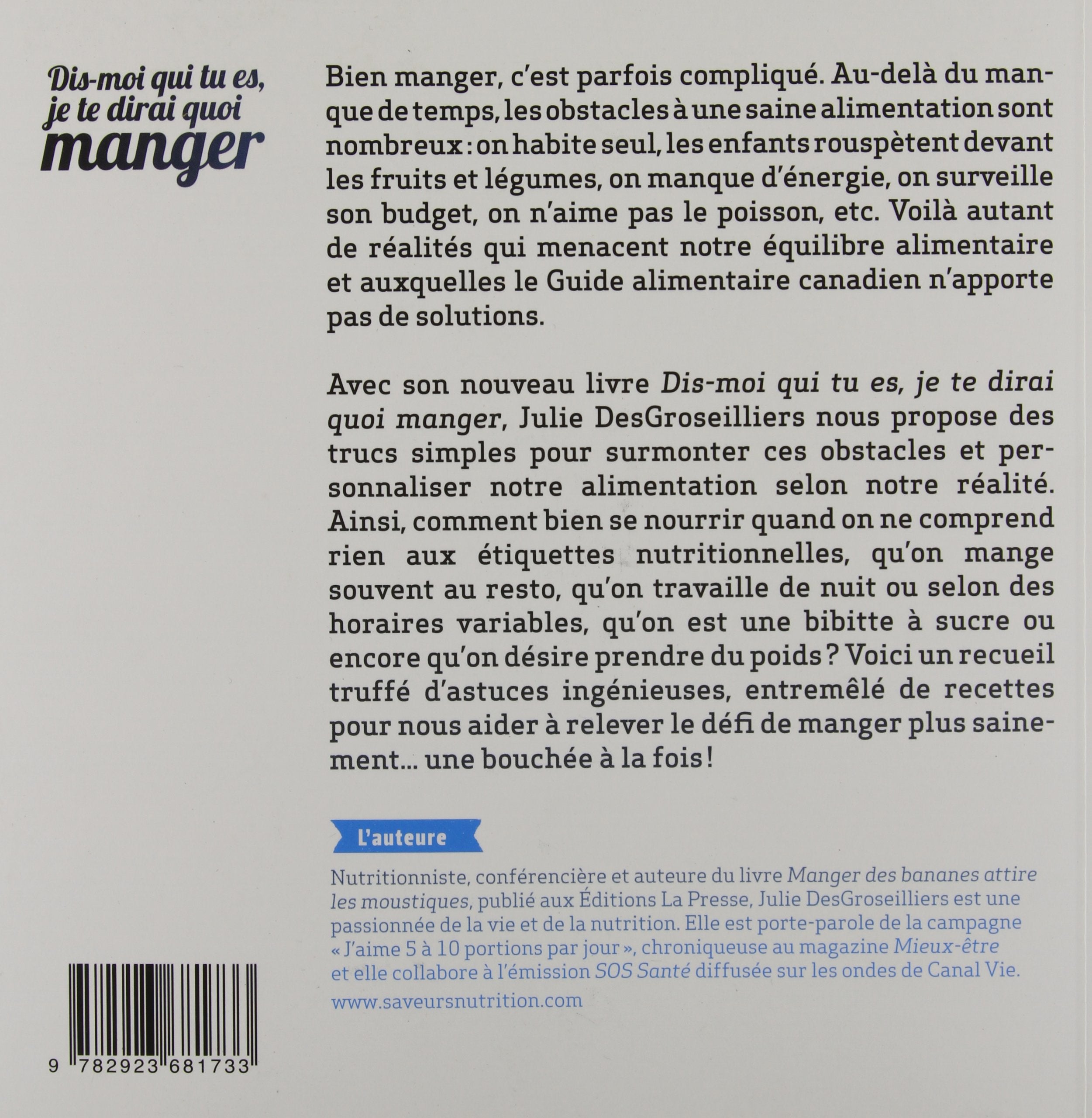 Dis-moi qui tu es, je te dirai quoi manger (Julie Desgroseilliers)