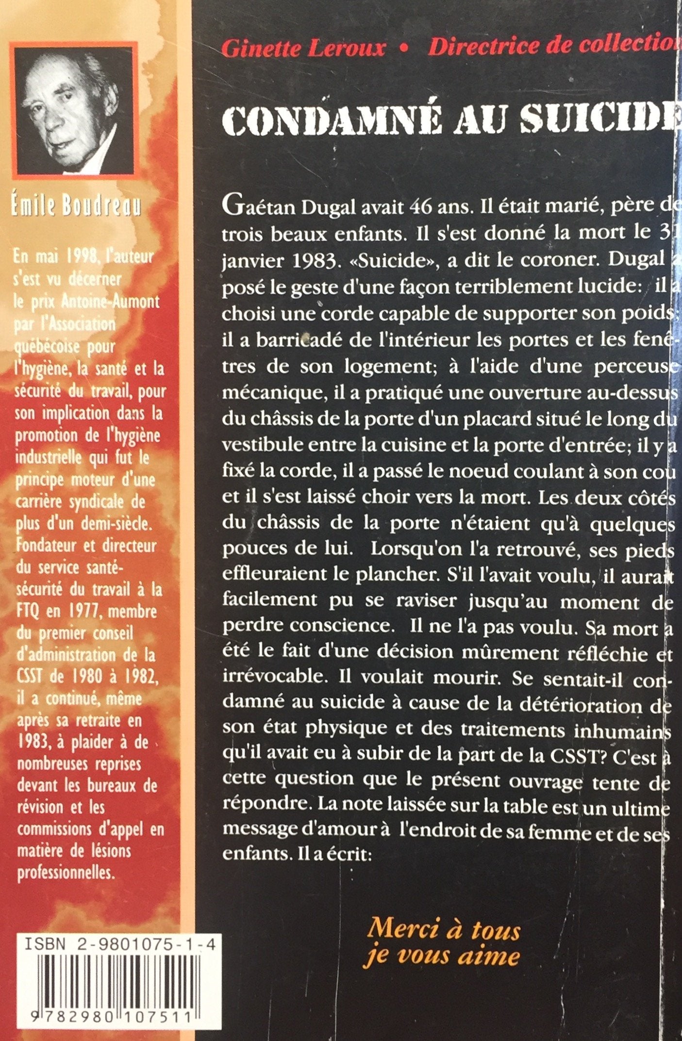 Condamnée au suicide (Émile Boudreau)