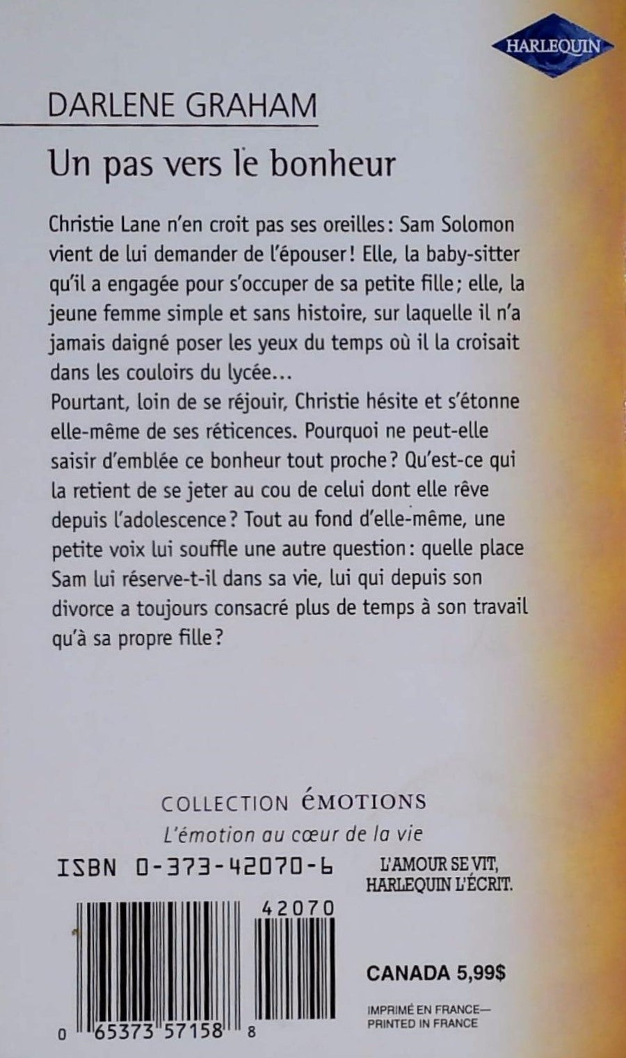 Émotions (Harlequin) # 568 : Un pas vers le bonheur (Darlene Graham)