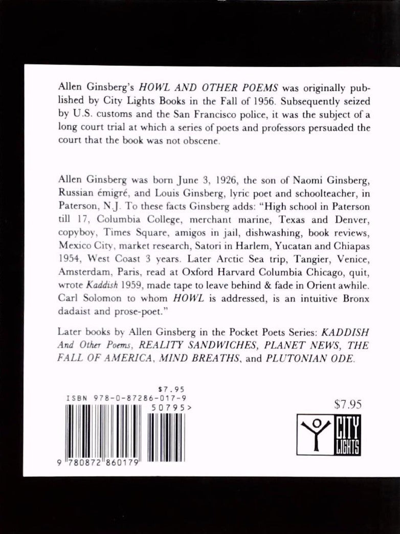 Pocket Poets Series # 4 : Howl and Other Poems (Allen Ginsberg)