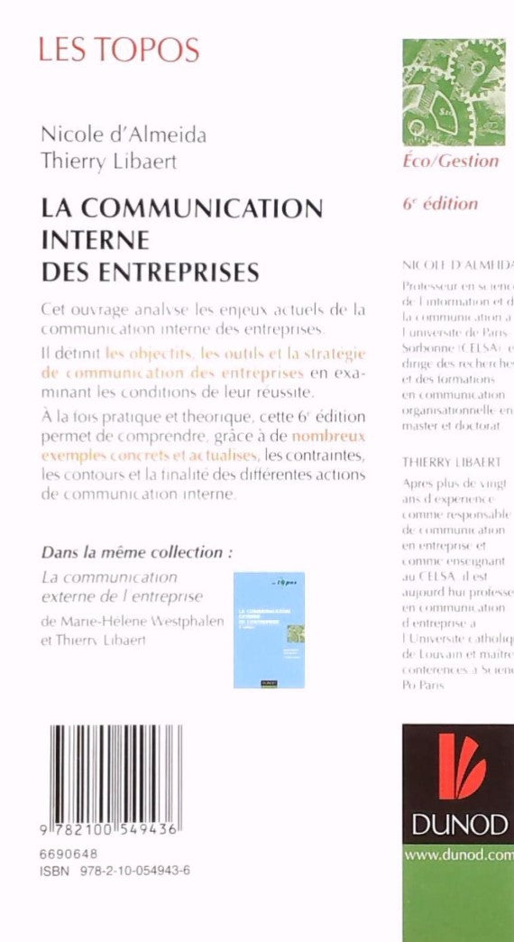 La communication interne des entreprises (6e édition) (Nicole d'Almeida)