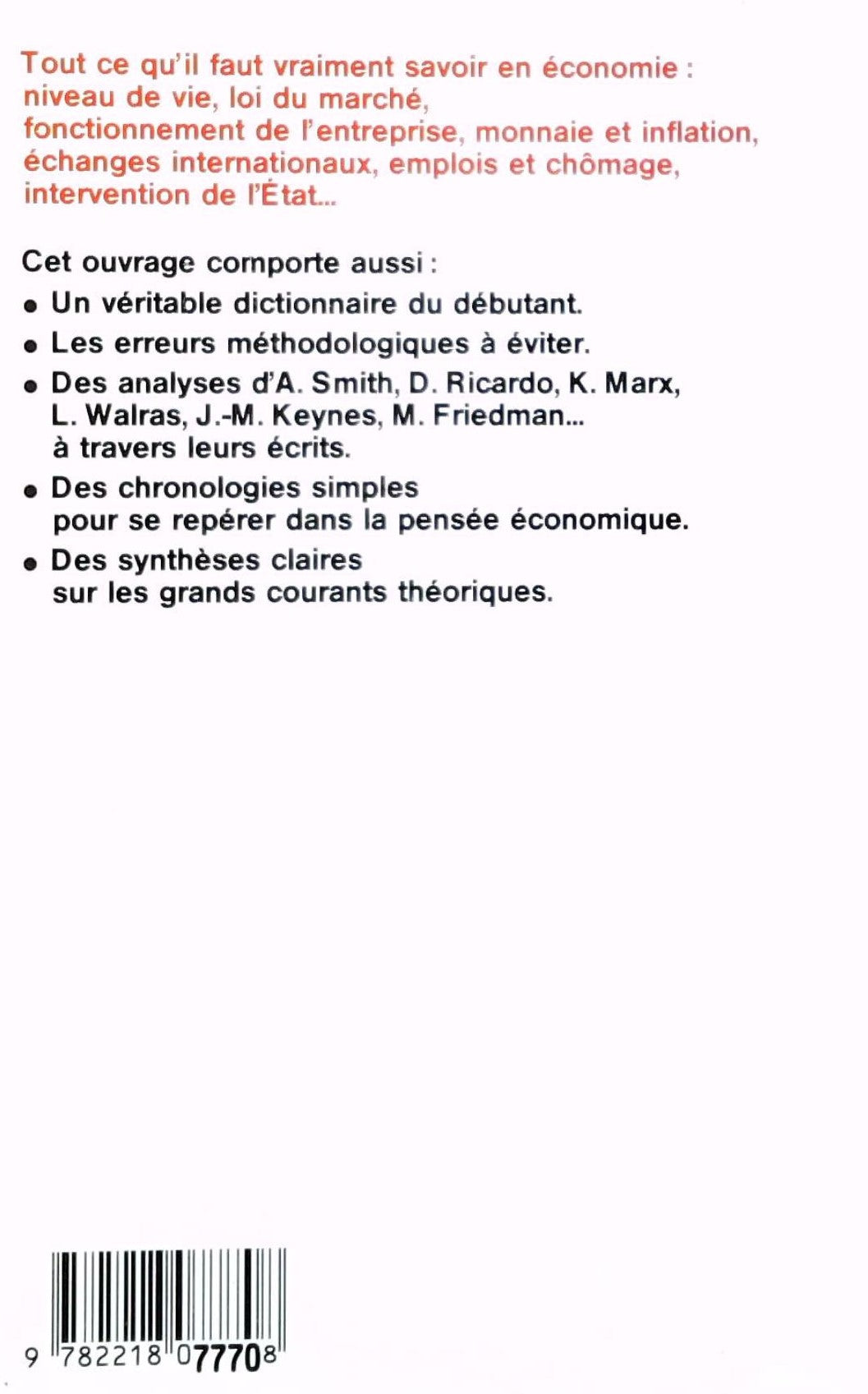 Initiation à l'économie : Les concepts de base, Les techniques, Les grands économistes (J. Brémond)
