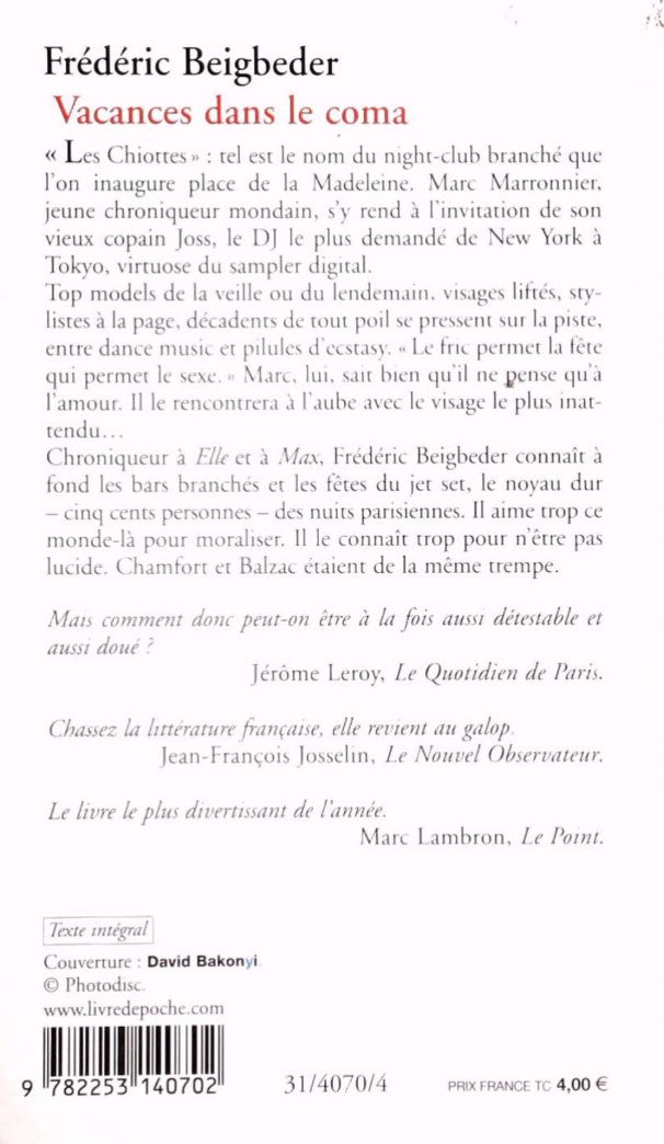 Vacances dans le coma (Frédéric Beigbeder)