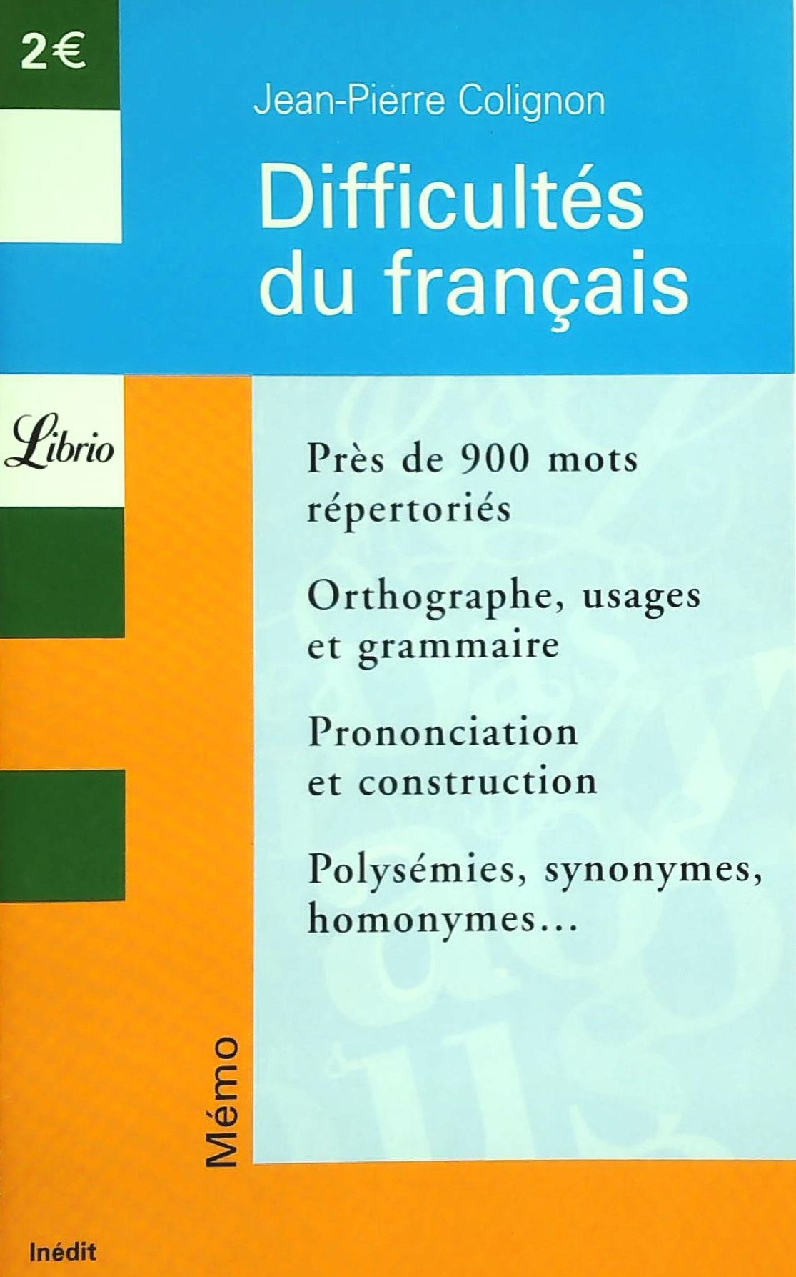 Livre ISBN 2290340944 Difficultés du français (Jean-Pierre Colignon)