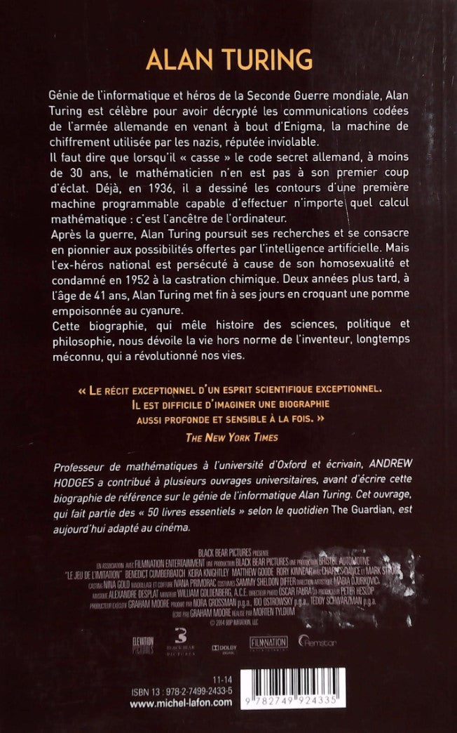 Alan Turing : Le génie qui a décrypté les codes secrets nazis et inventé l'ordinateur (Andrew Hodges)