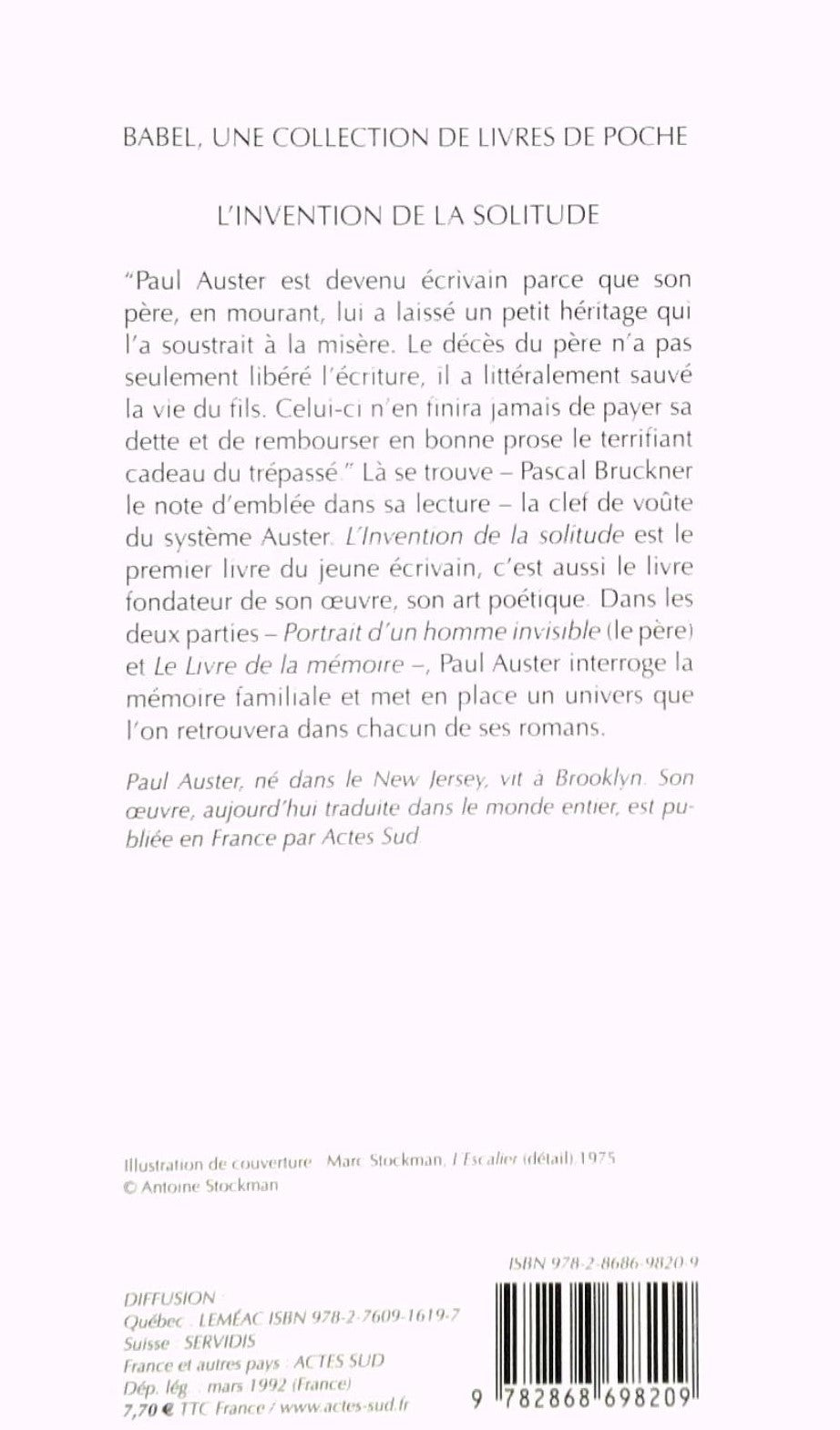 L'invention de la solitude (Paul Auster)