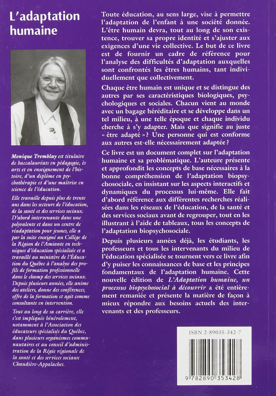 L'adaptation humaine : Un processus biopsychosocial à découvrir (2e édition) (Monique Tremblay)