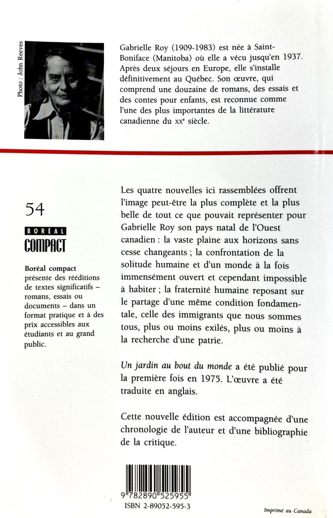 Un jardin au bout du monde (Gabrielle Roy)