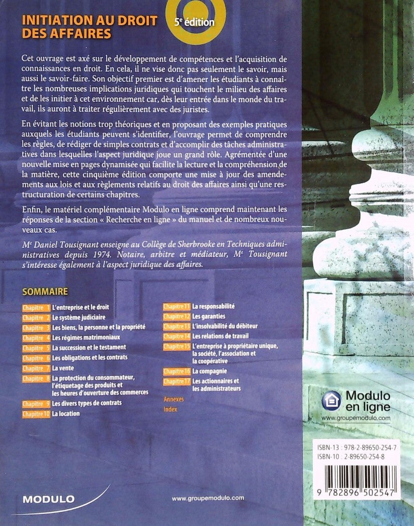 Initiation au droit des affaires (5e édition) (Dani Tousignant)