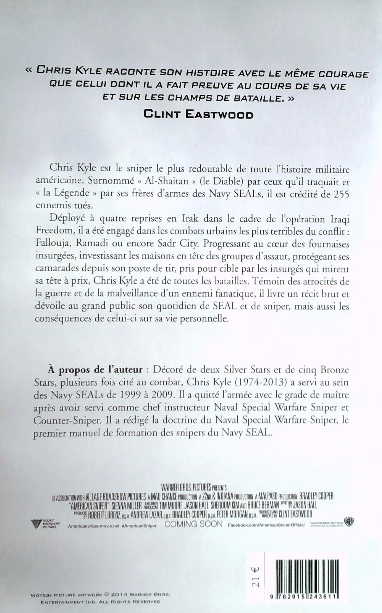 American Sniper : L'autobiographie du sniper le plus redoutable de l'histoire américaine (Navy Seal Chris Kyle)