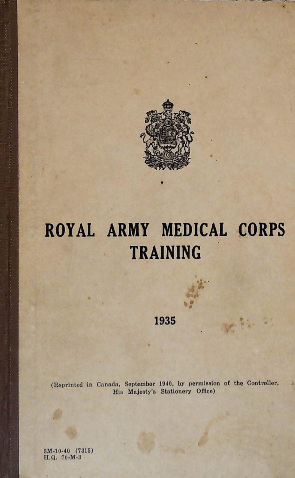 Livre ISBN Royal Army Medical Corps Training 1935