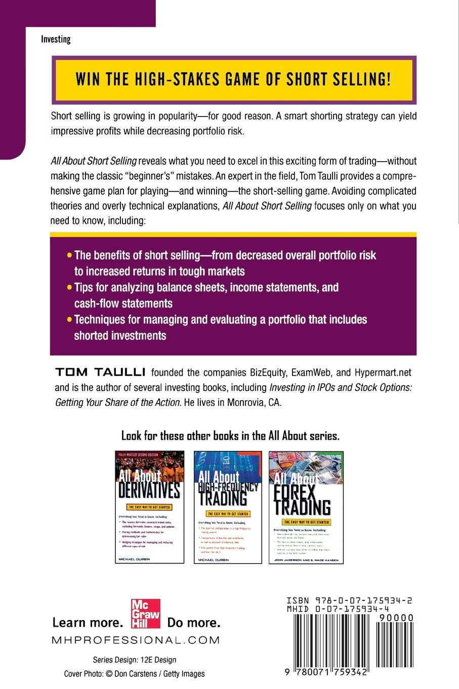 Livre All About Short Selling - Tom Taulli (Livre d'occasion) - ISBN 0071759344