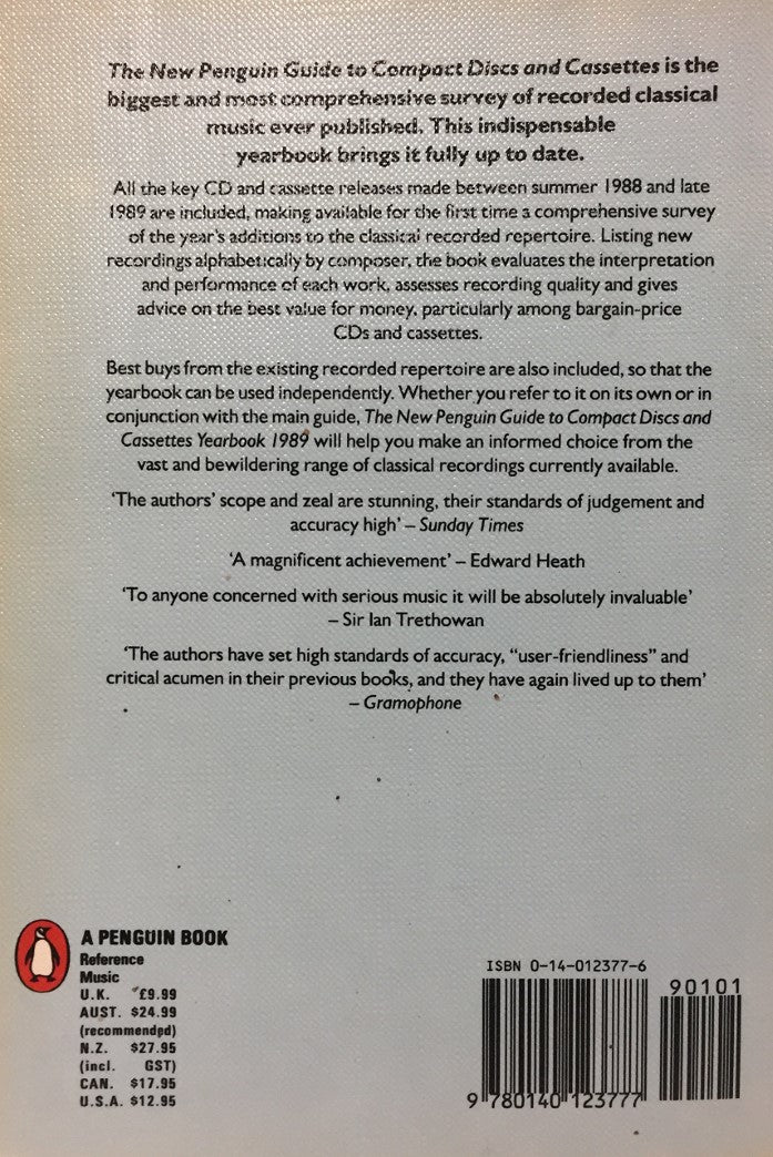 Livre Penguin Guide To Compact Discs And Cassettes Yearbook 1989 (Livre d'occasion) - ISBN 014012...