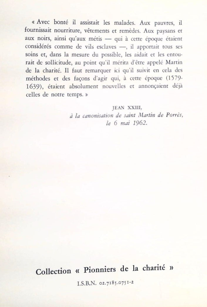 Livre Saint Martin de Porres - Stanislas Fumet (Livre d'occasion) - ISBN 02718507512