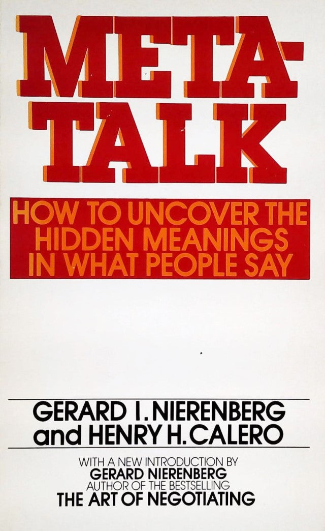 Livre Meta-Talk: The Guide to Hidden Meanings in Conversations - Gerard I. Nierenberg (Livre d'oc...
